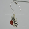 Antique Style Red Onyx Natural Gemstone & 925 Sterling Silver Dangle Drop Earrings